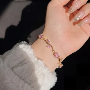 Luminous Design Artificial Crystal Stones Tulip Bracelet for Girls/Women
