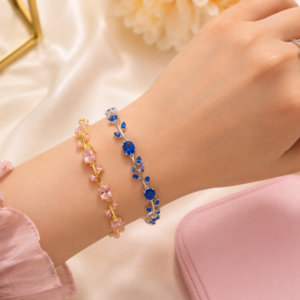 3 Pcs Luminous Design Artificial Crystal Stones Tulip Bracelet & Ring for Girls/Women
